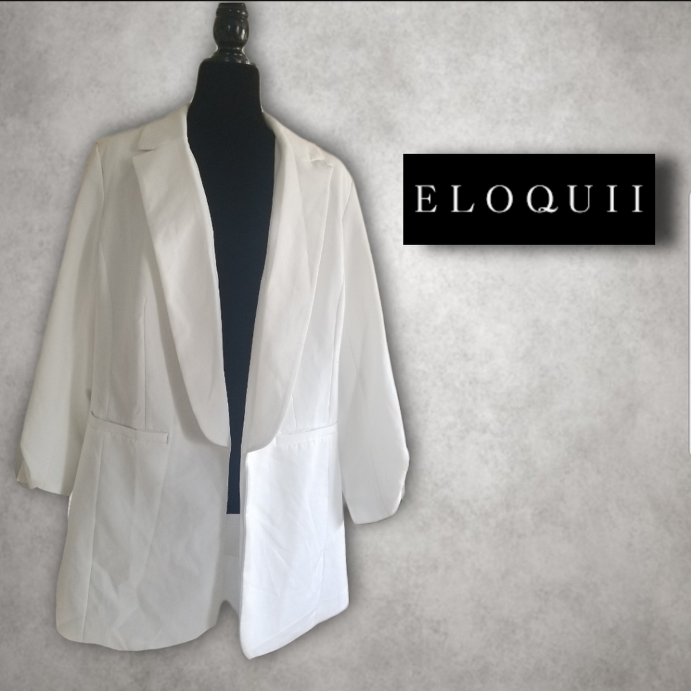 ELOQUII White Open Blazer